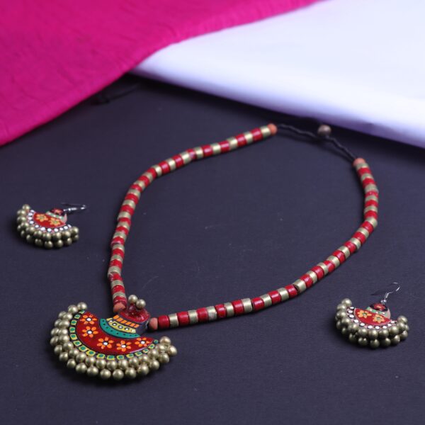 Terracotta Har Set, Terracotta Jewellery, Clay Necklace Set, Handmade Eco-friendly Jewellery, Tribal Terracotta Necklace, Ethnic Jewellery Set, Terracotta Necklace with Earrings