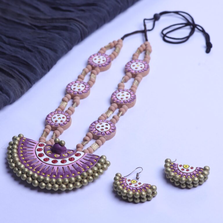Terracotta Har Set, Terracotta Jewellery, Clay Necklace Set, Handmade Eco-friendly Jewellery, Tribal Terracotta Necklace, Ethnic Jewellery Set, Terracotta Necklace with Earrings